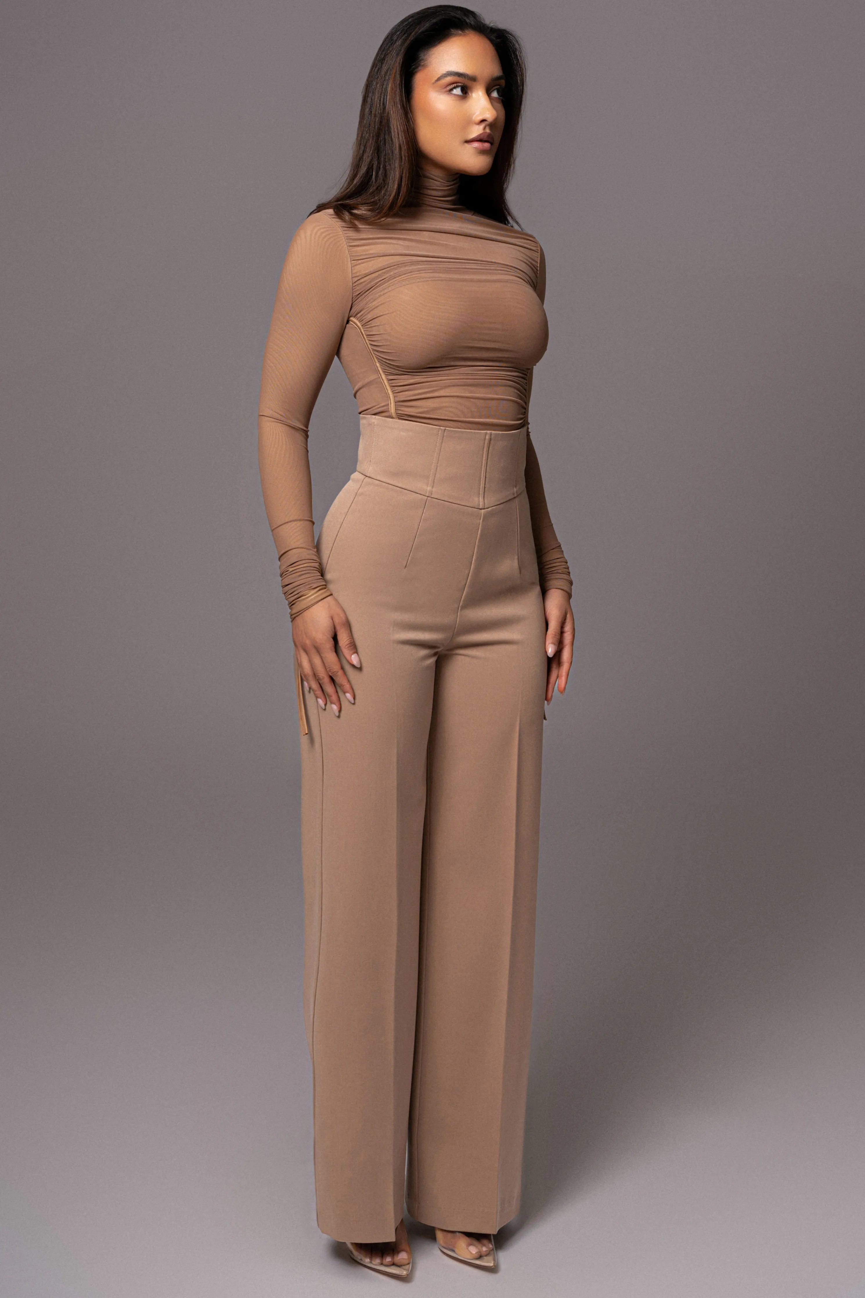 Beige Santiana Turtleneck Top