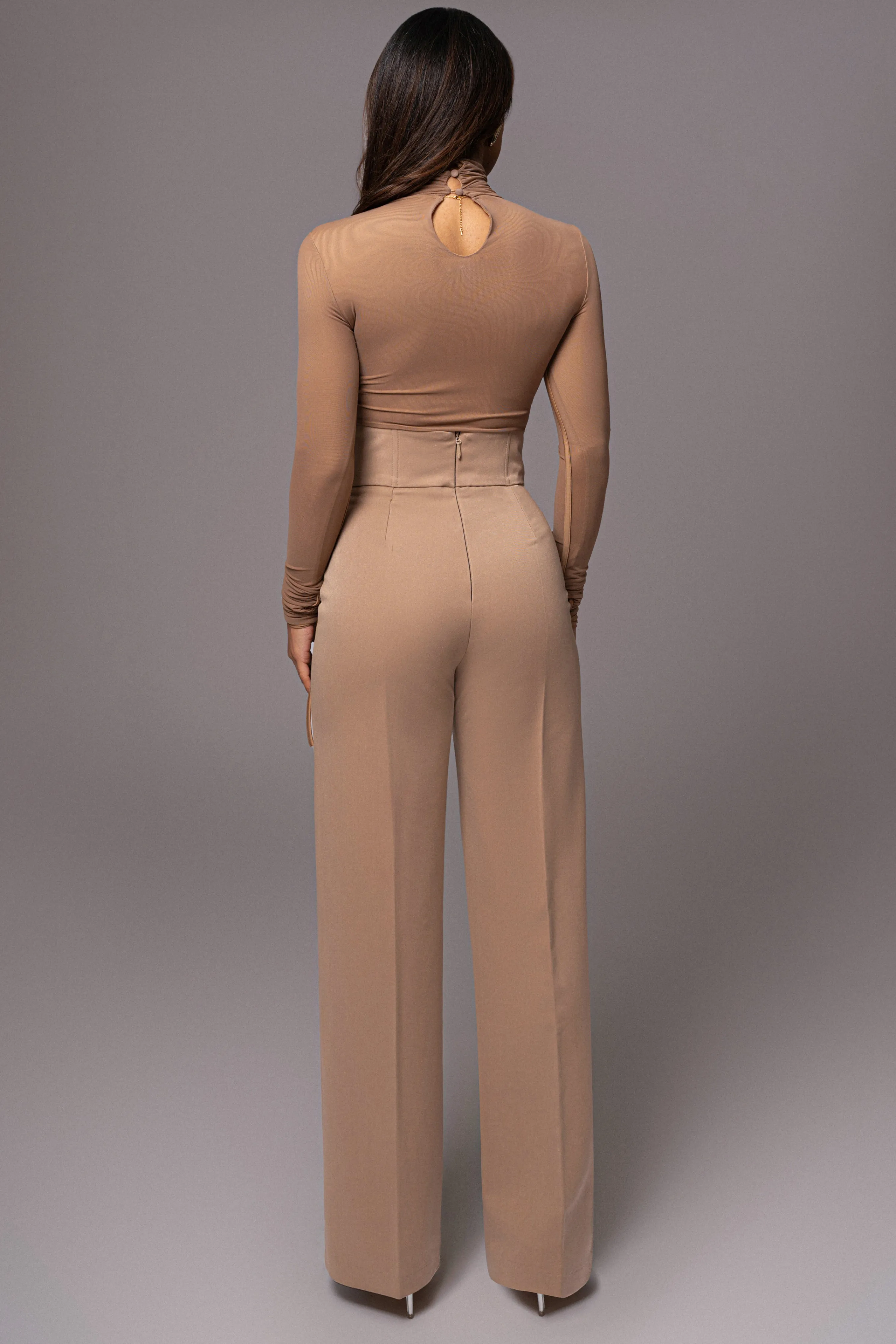 Beige Santiana Turtleneck Top