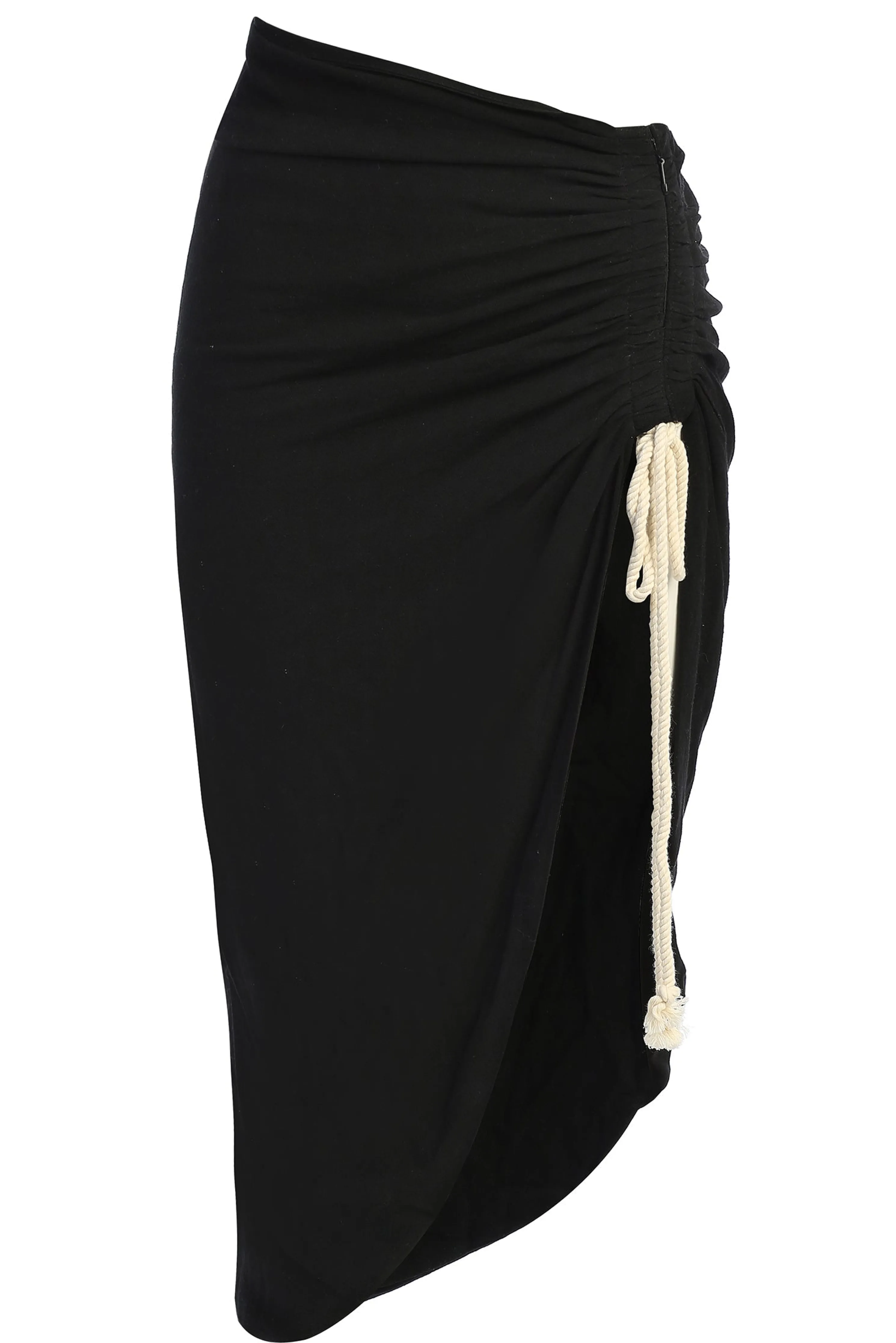 Black Spring Ruched Linen Skirt