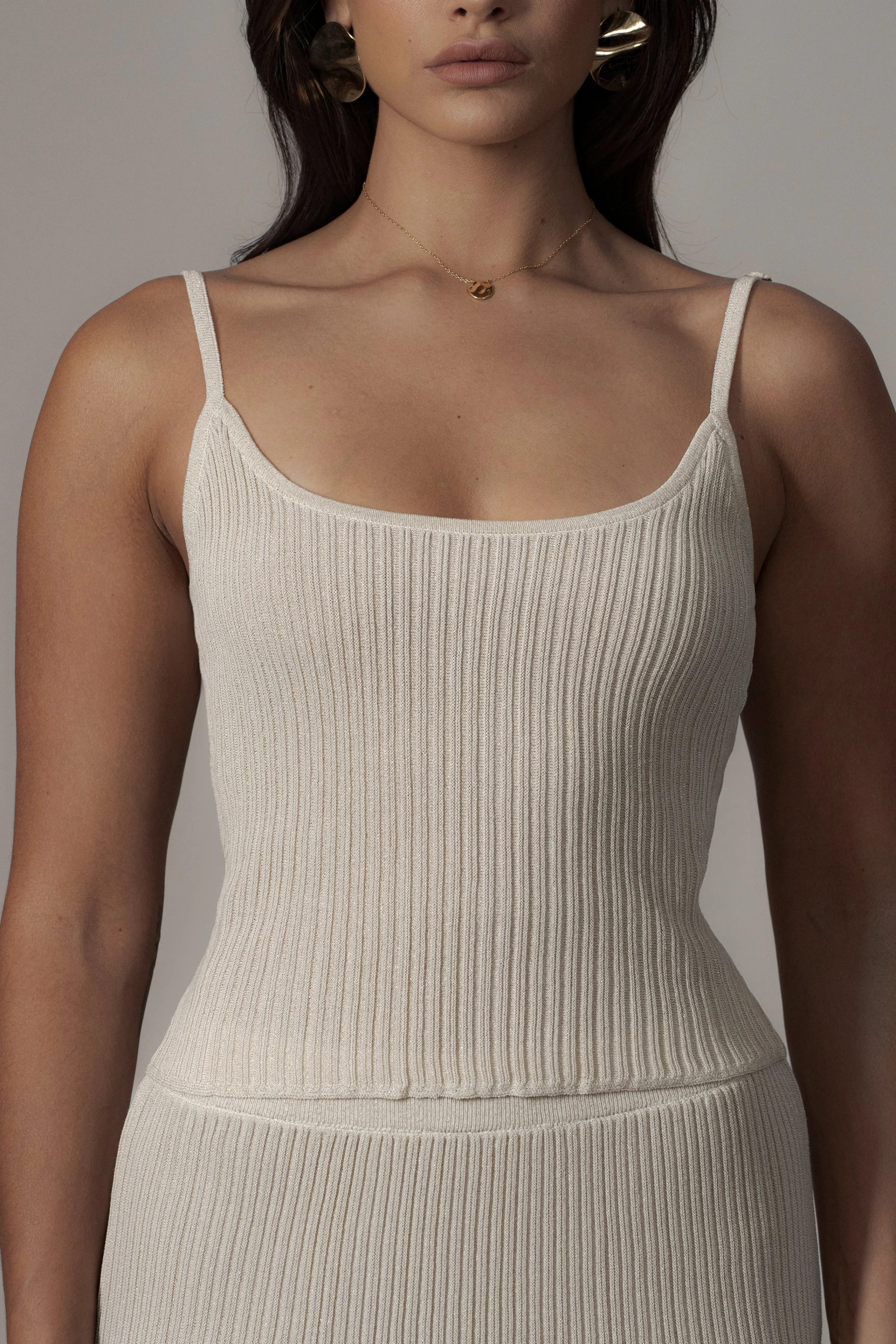 Champagne Serena Ribbed Skirt Set