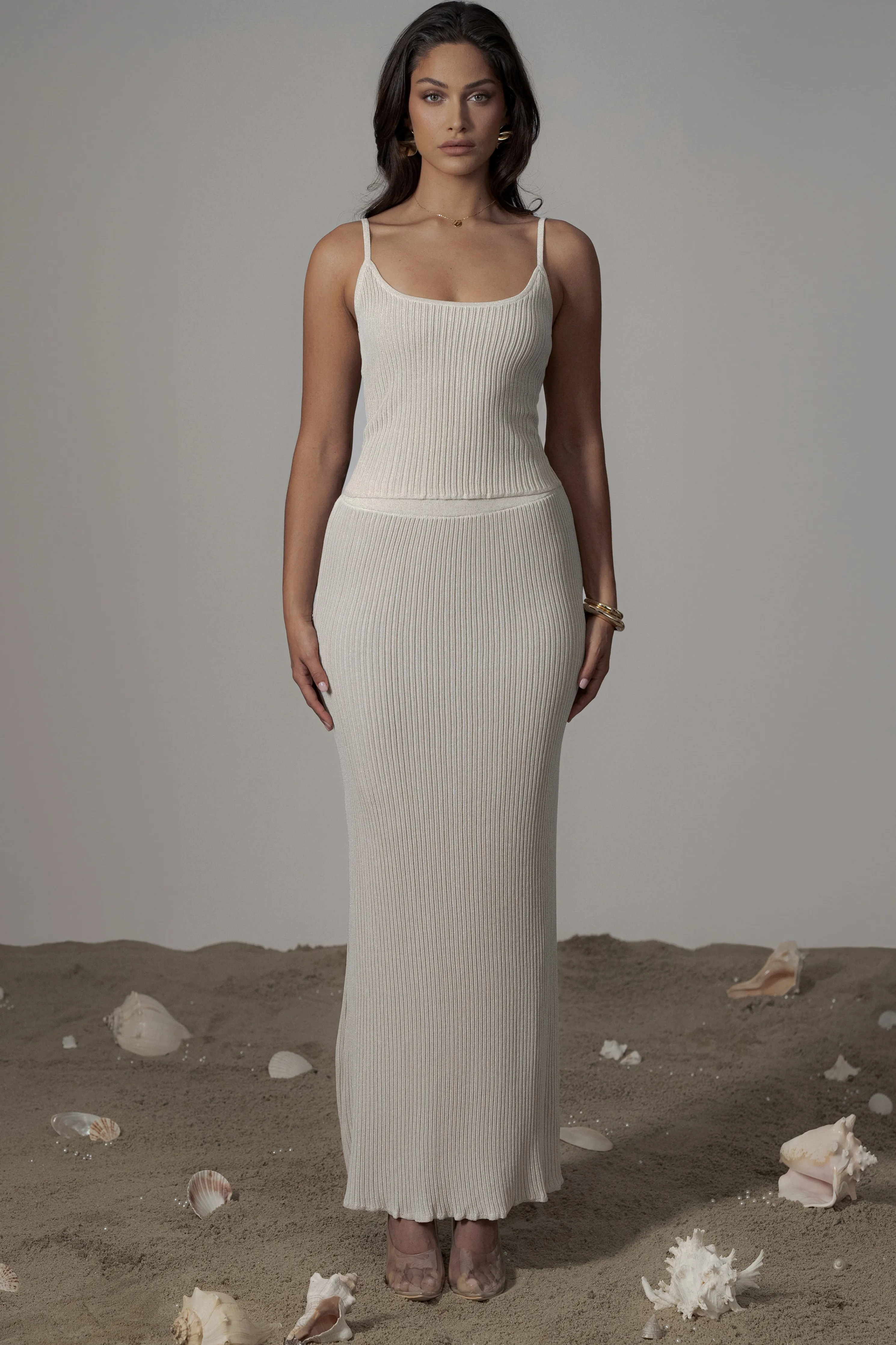 Champagne Serena Ribbed Skirt Set