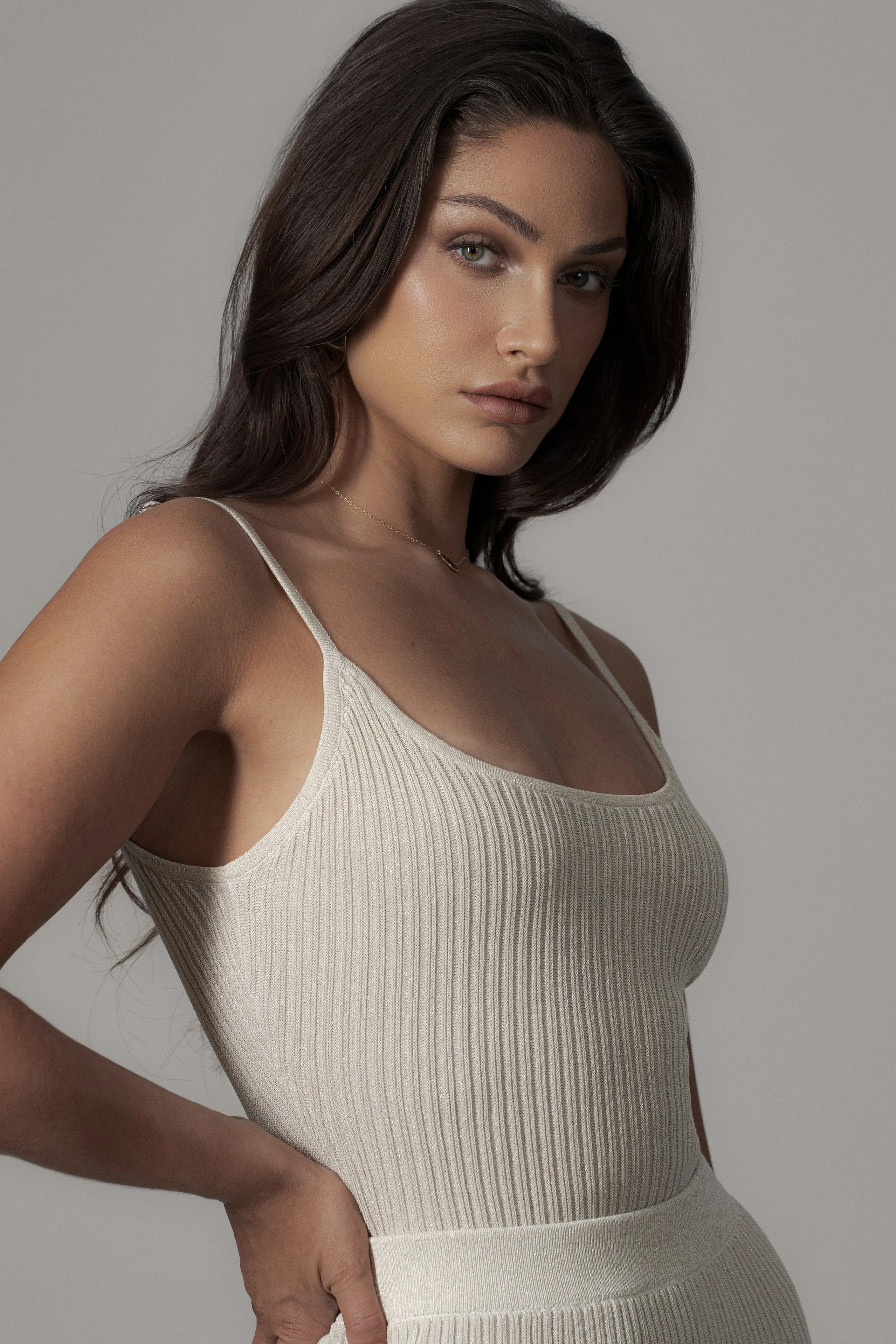 Champagne Serena Ribbed Skirt Set