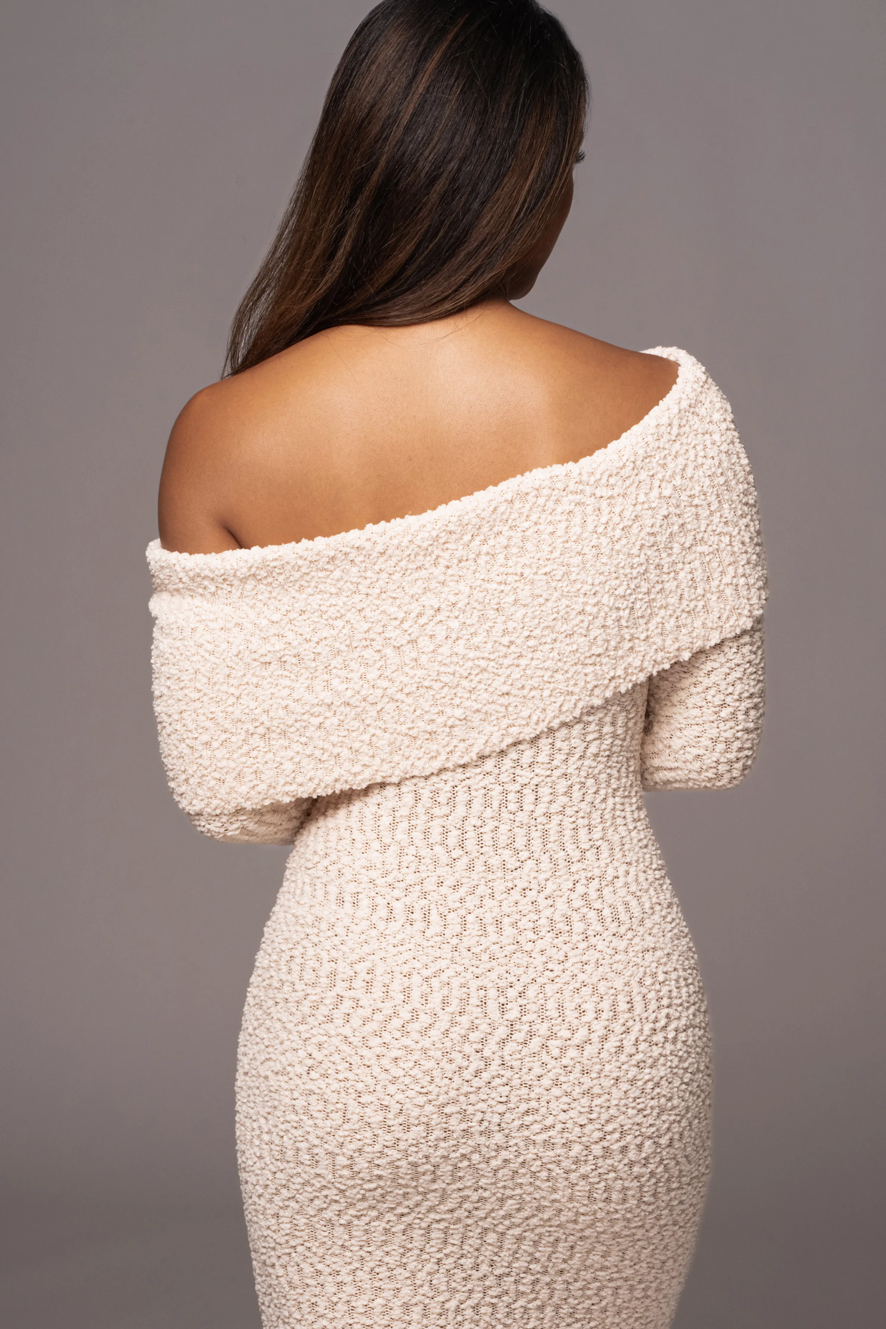 Cream Olivea Knit Maxi Dress