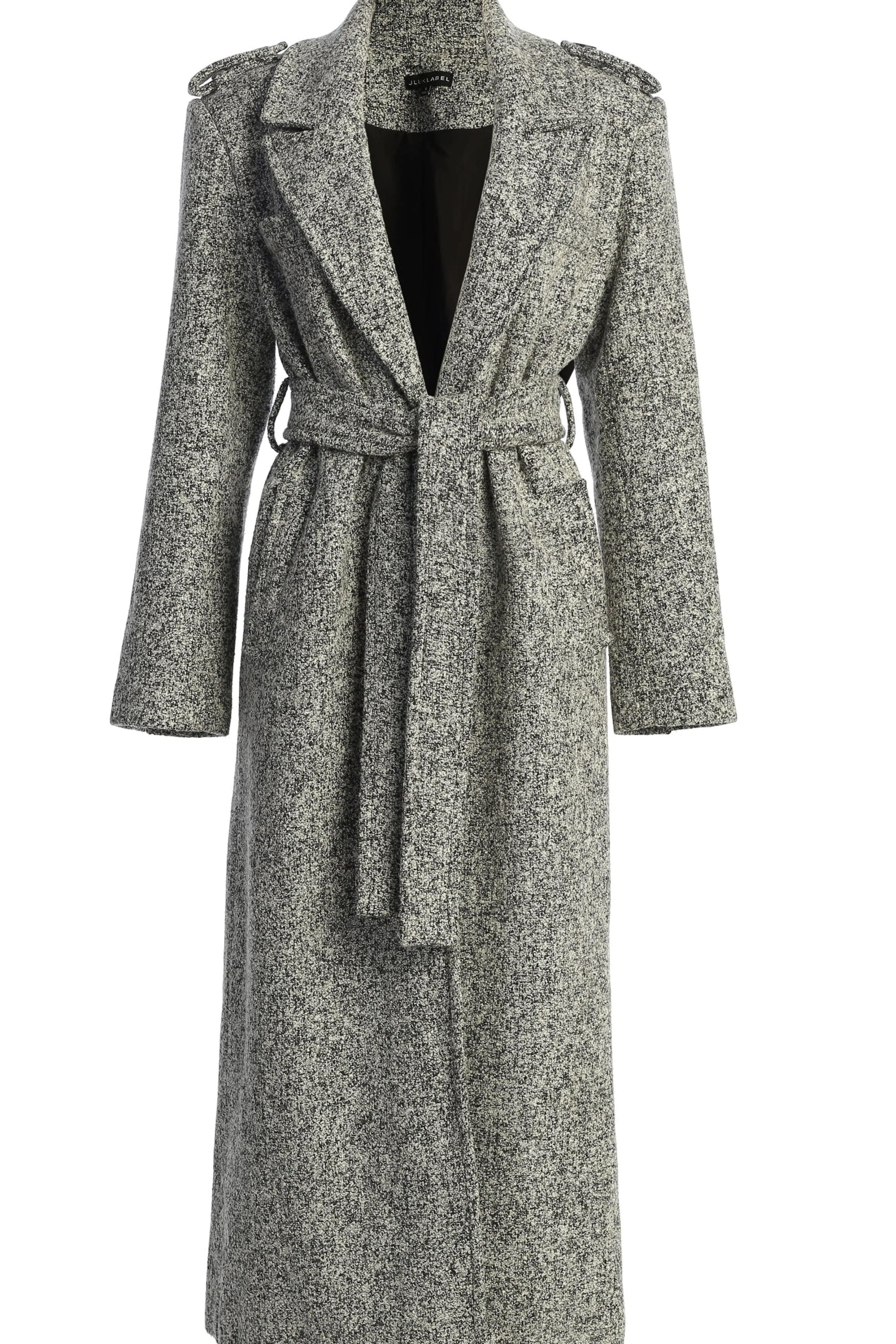 Lt. Grey Savannah Belted Tweed Coat