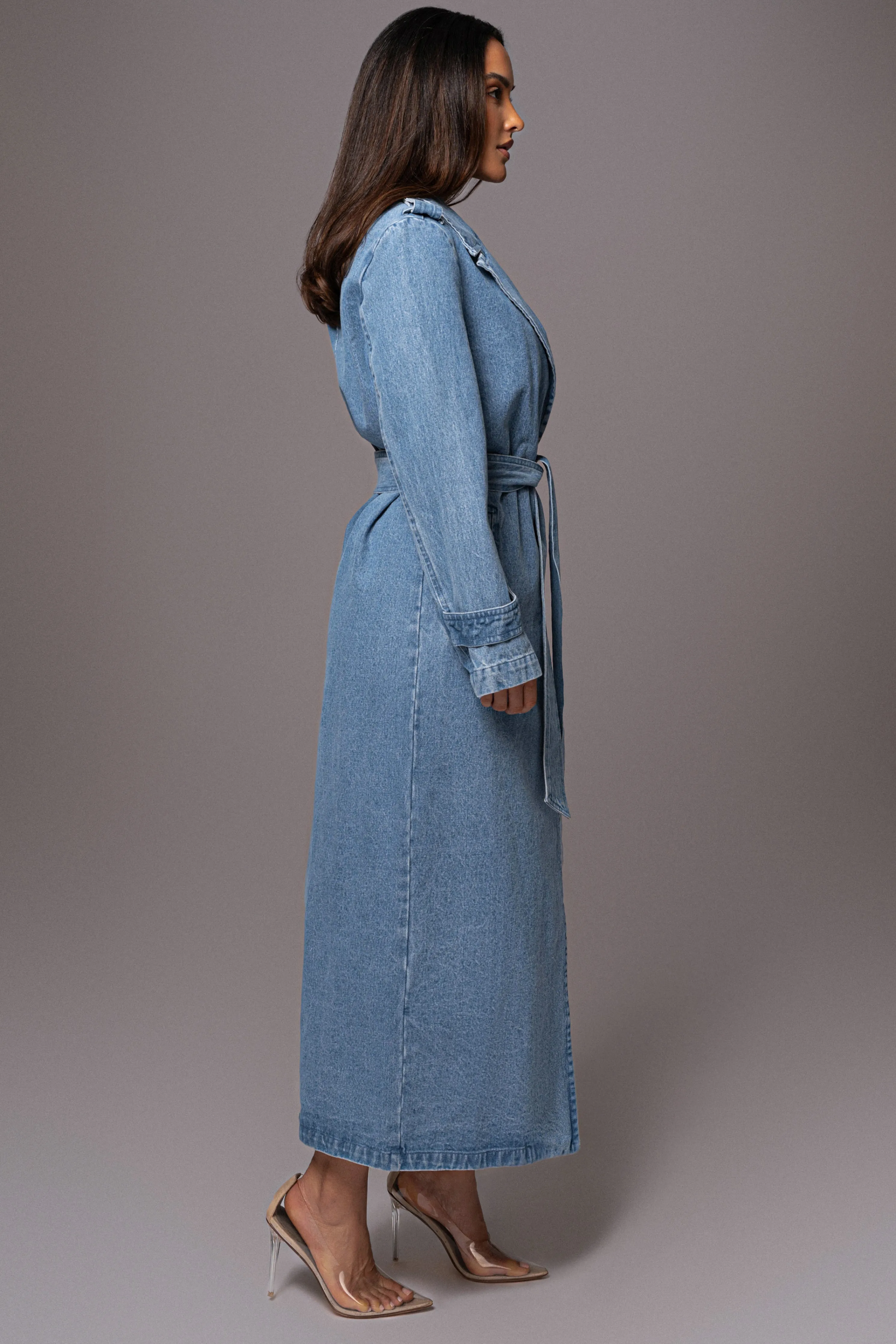 Medium Wash Savannah Belted Denim Coat
