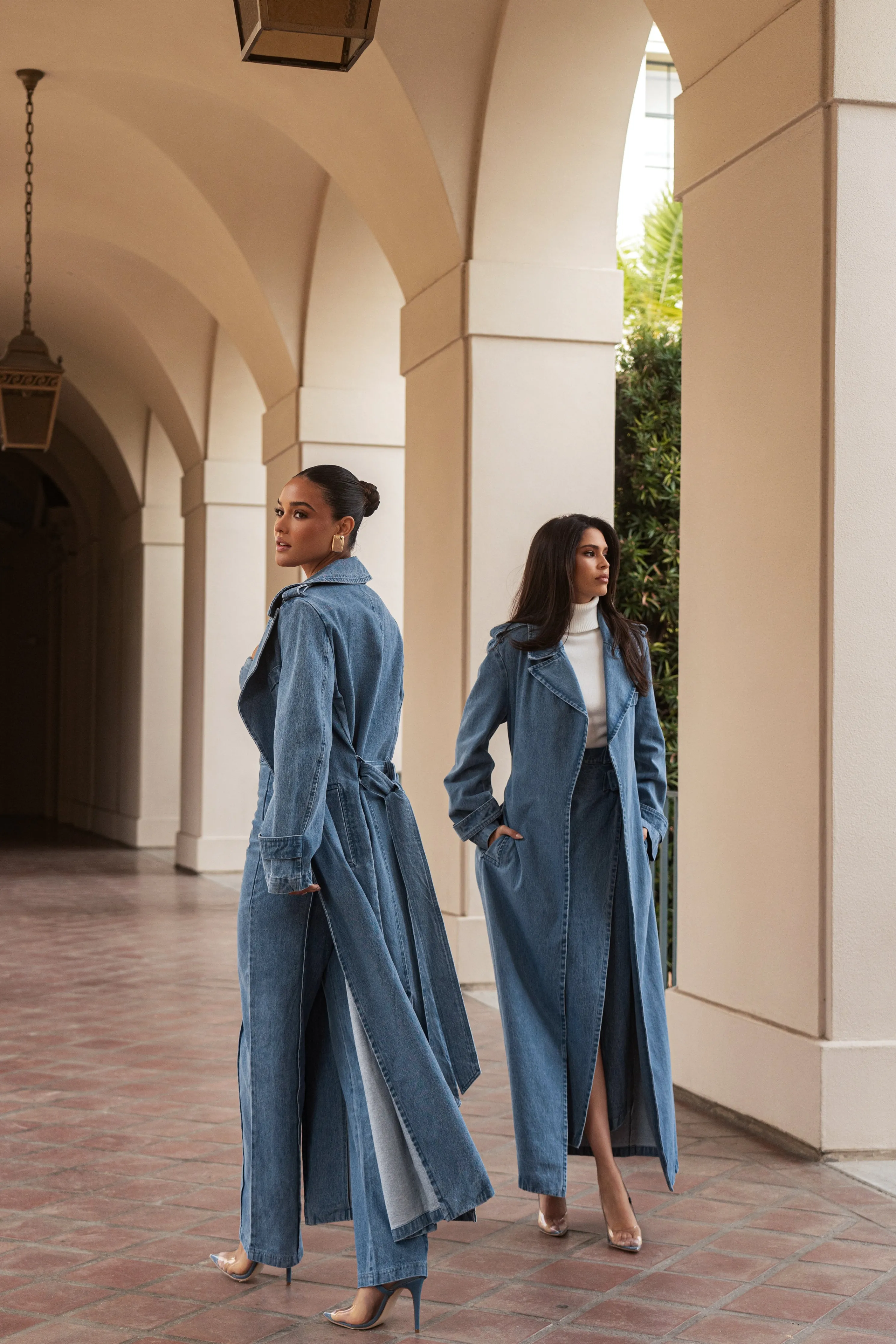 Medium Wash Savannah Belted Denim Coat