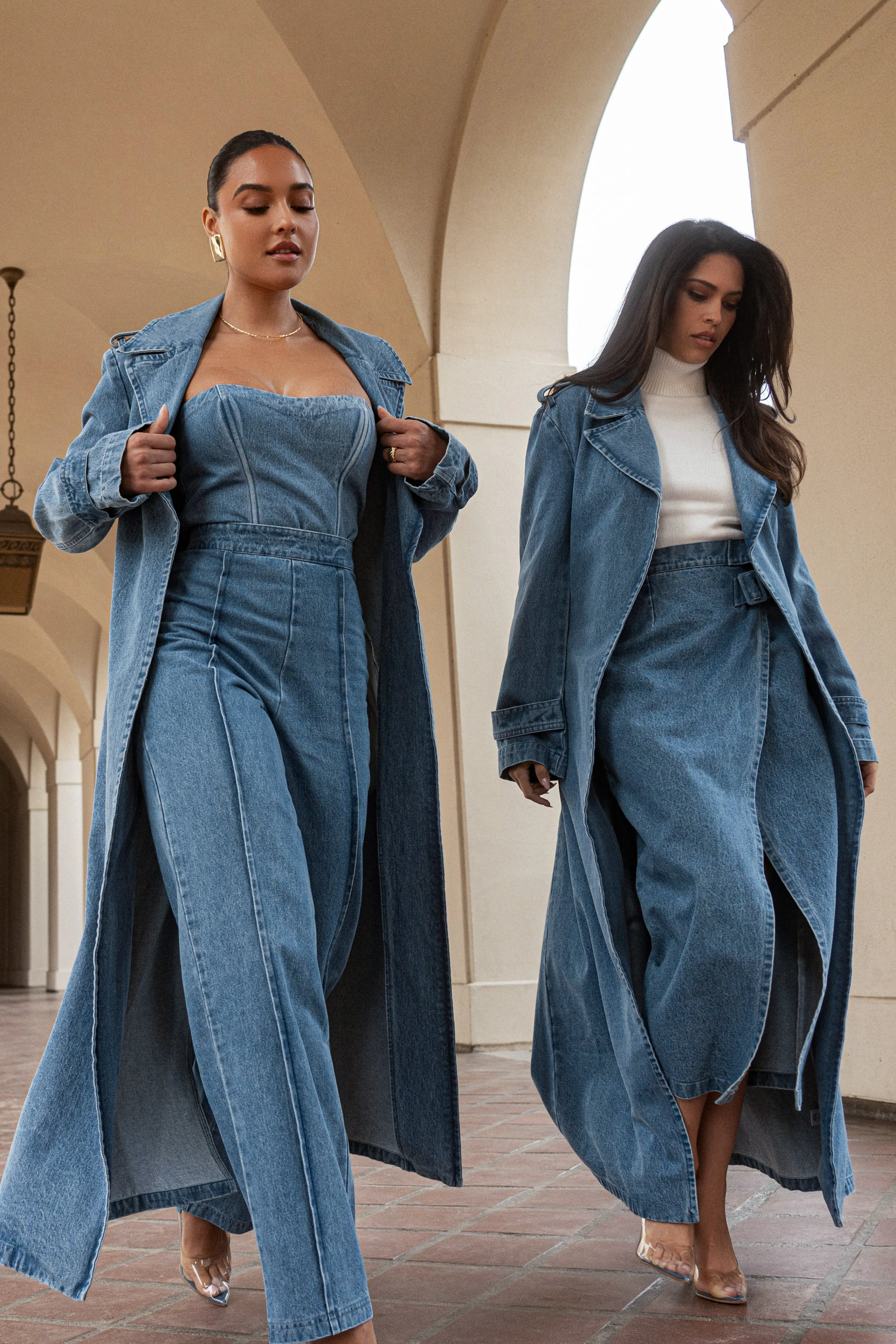 Medium Wash Savannah Belted Denim Coat