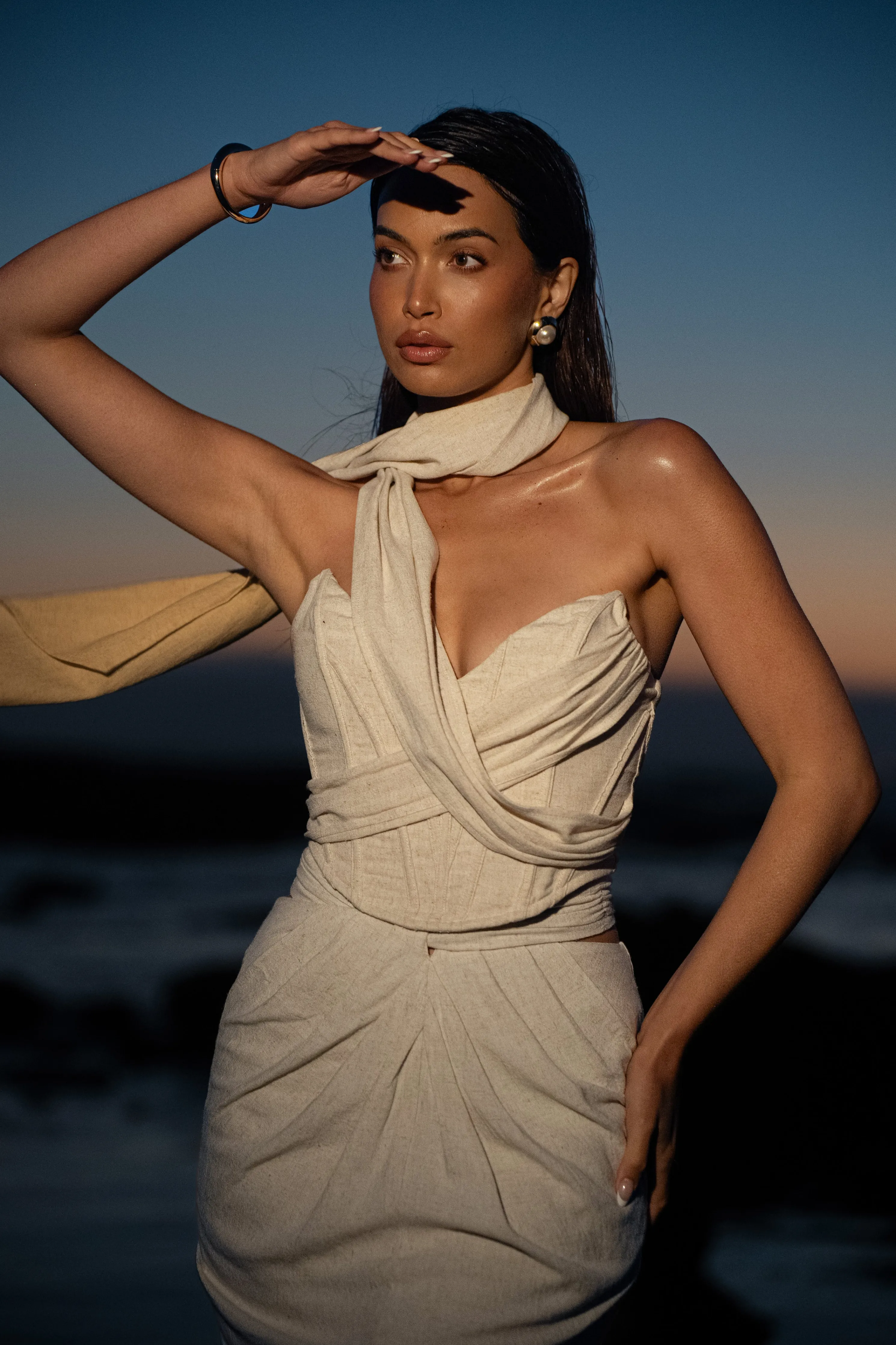 Natural Coastal Bliss Linen Bustier