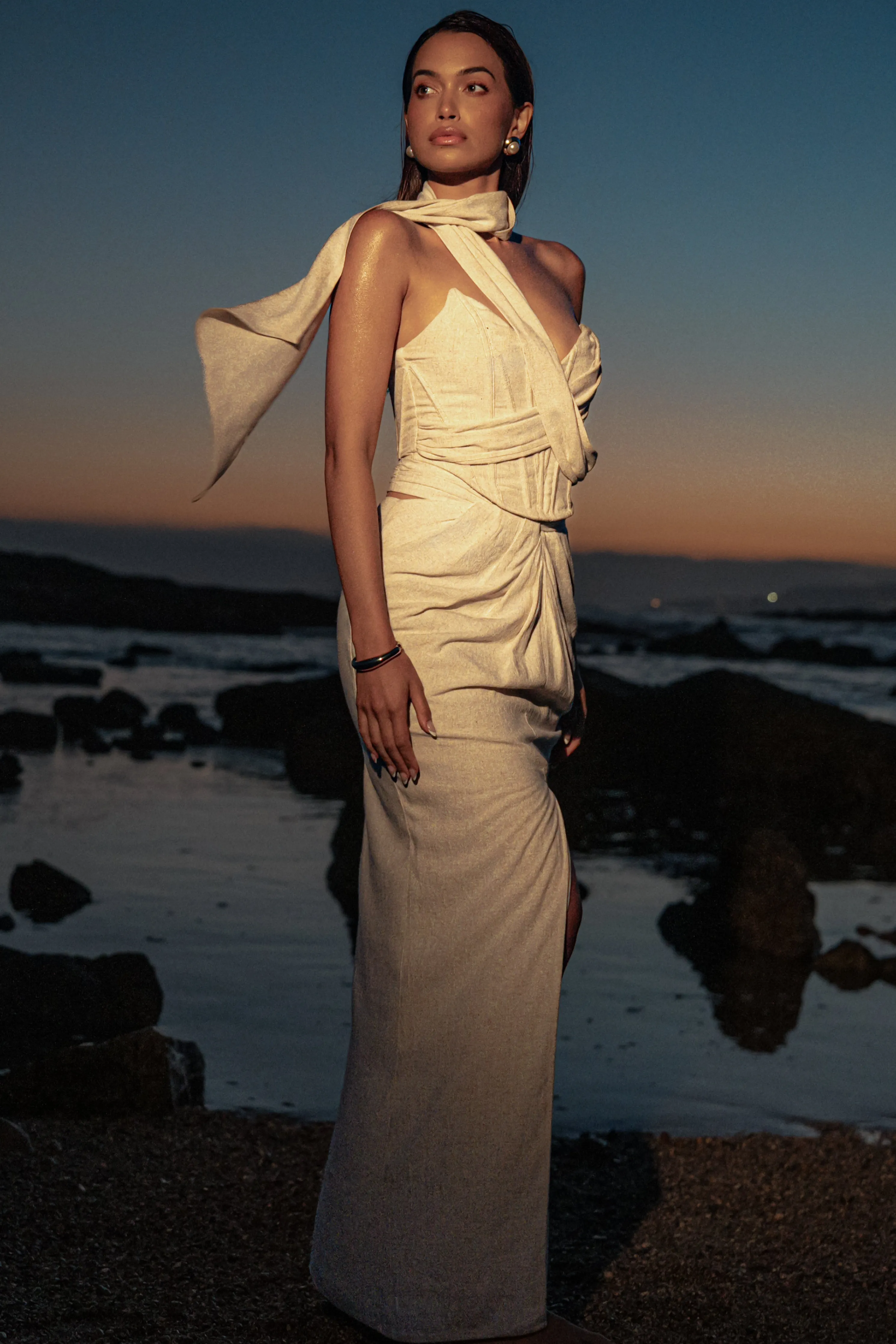 Natural Coastal Bliss Linen Bustier