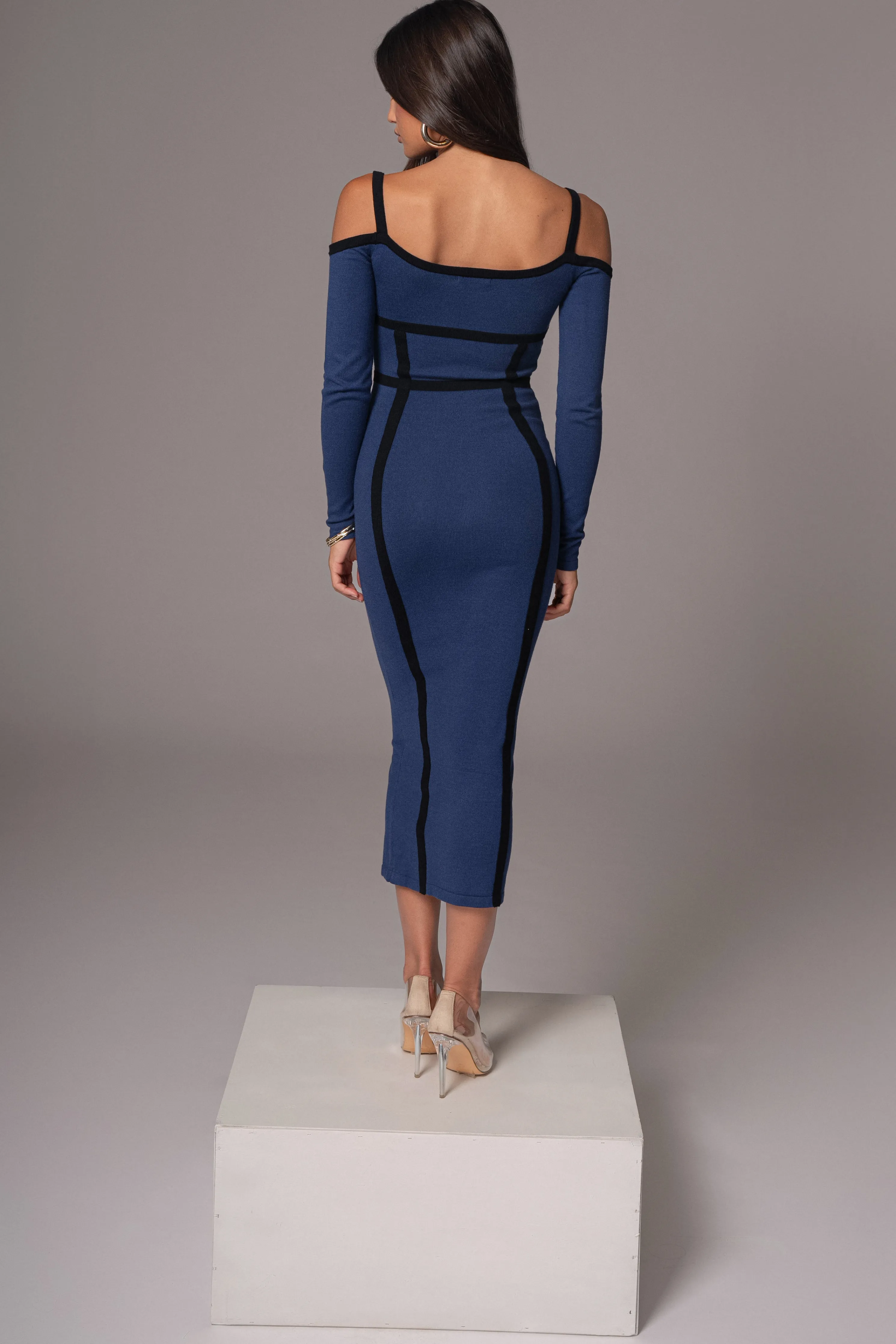 Navy Debora Knit Midi Dress