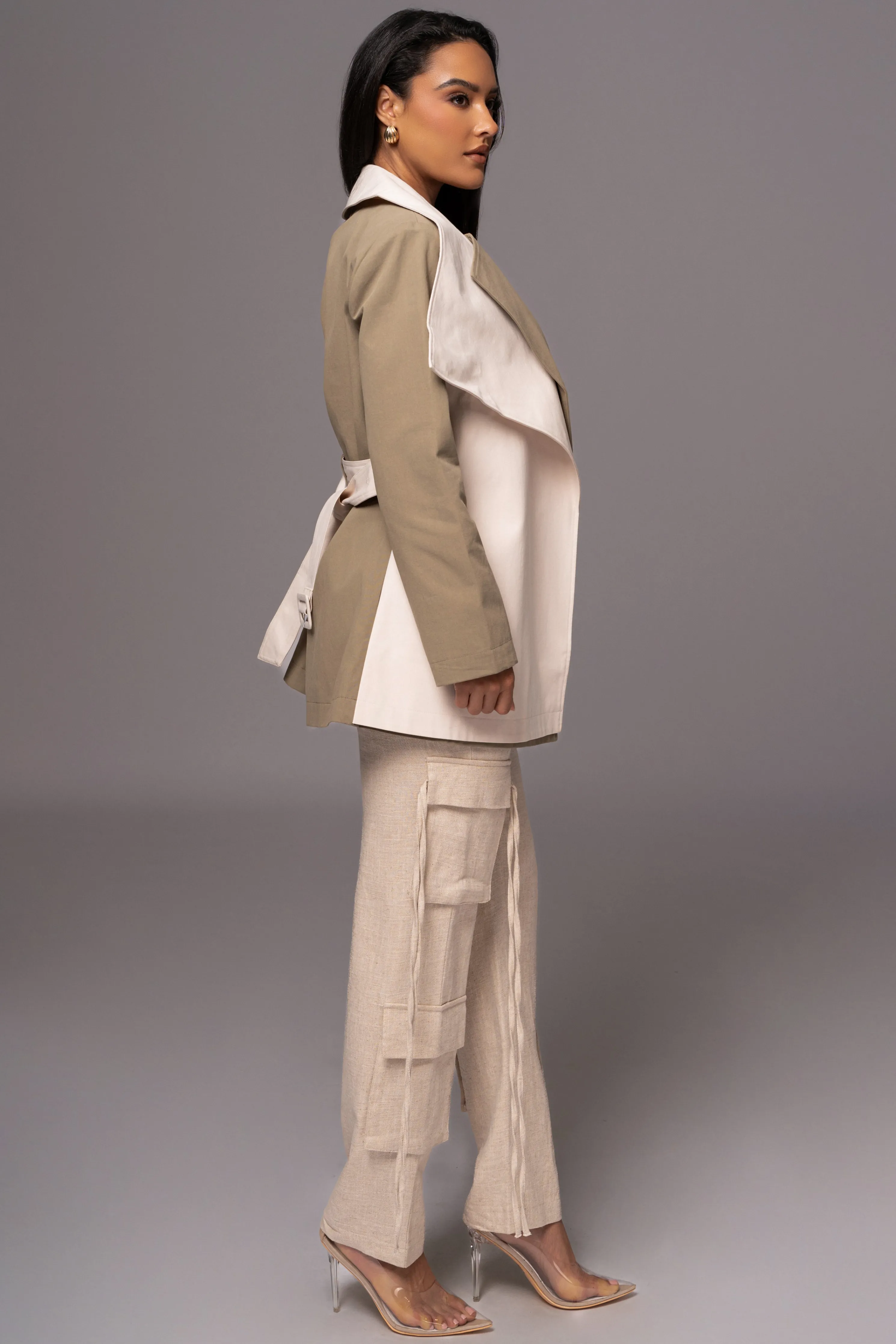 Olive Color Block Summit Belted Jacket