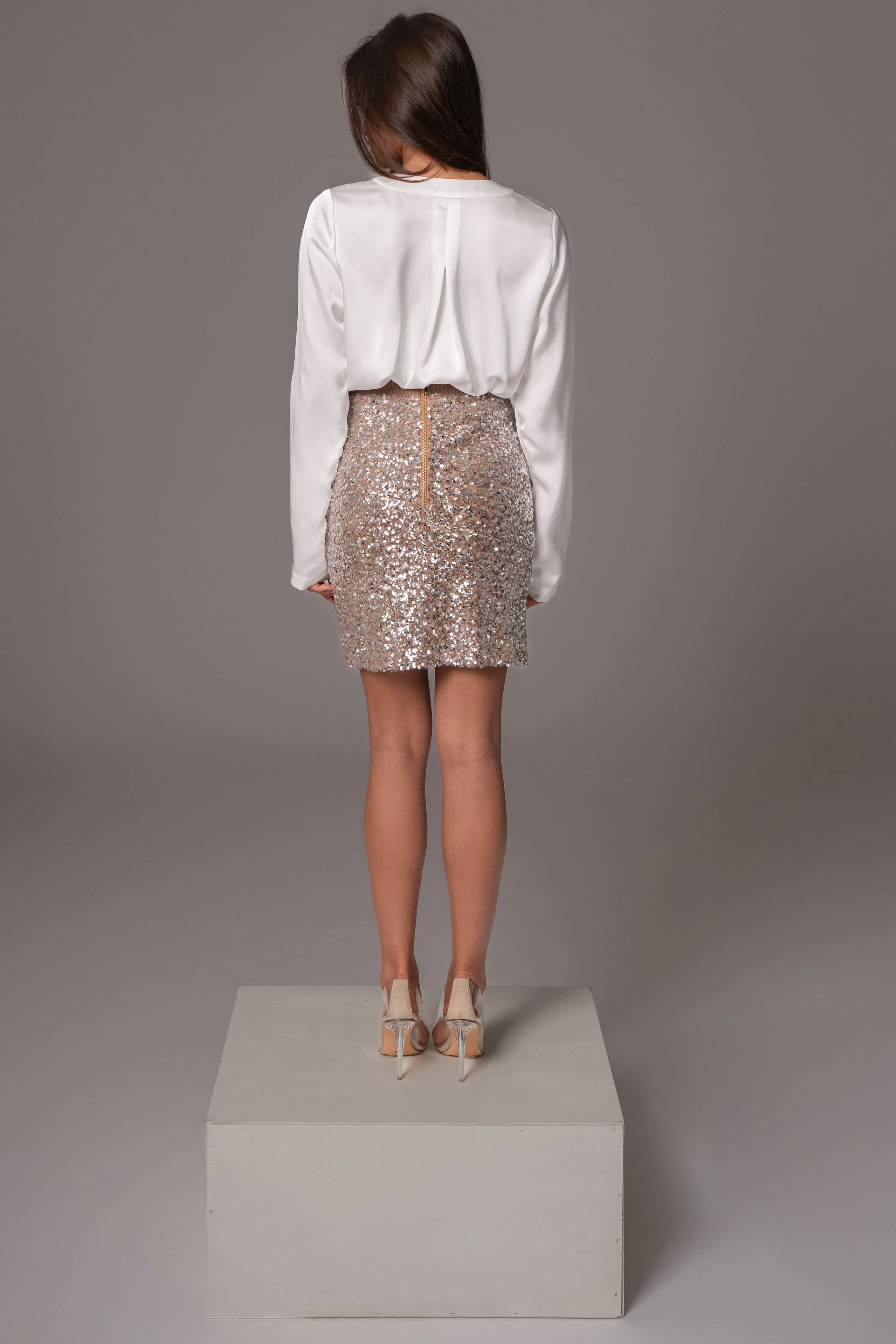 White Satin Draped Top