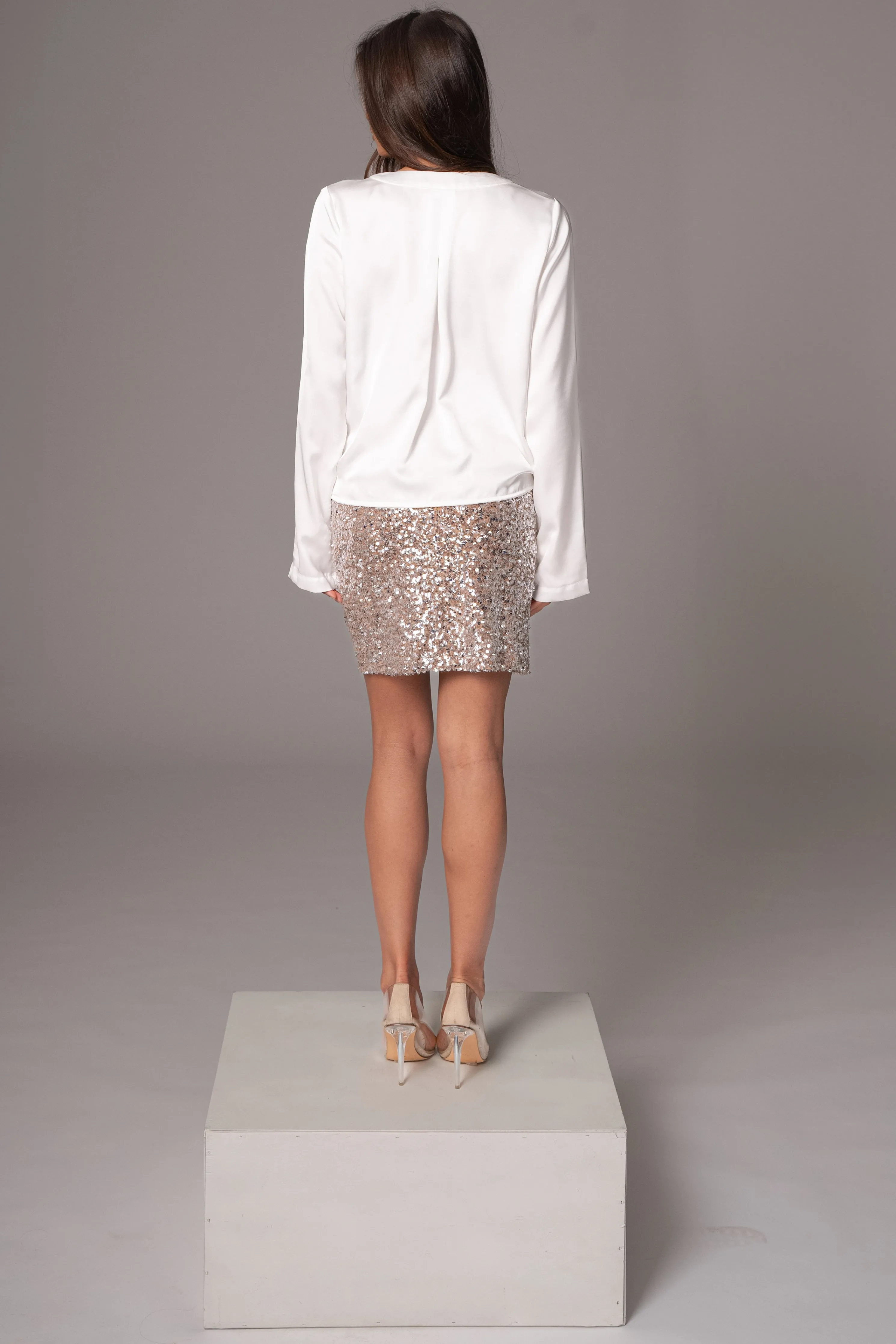 White Satin Draped Top