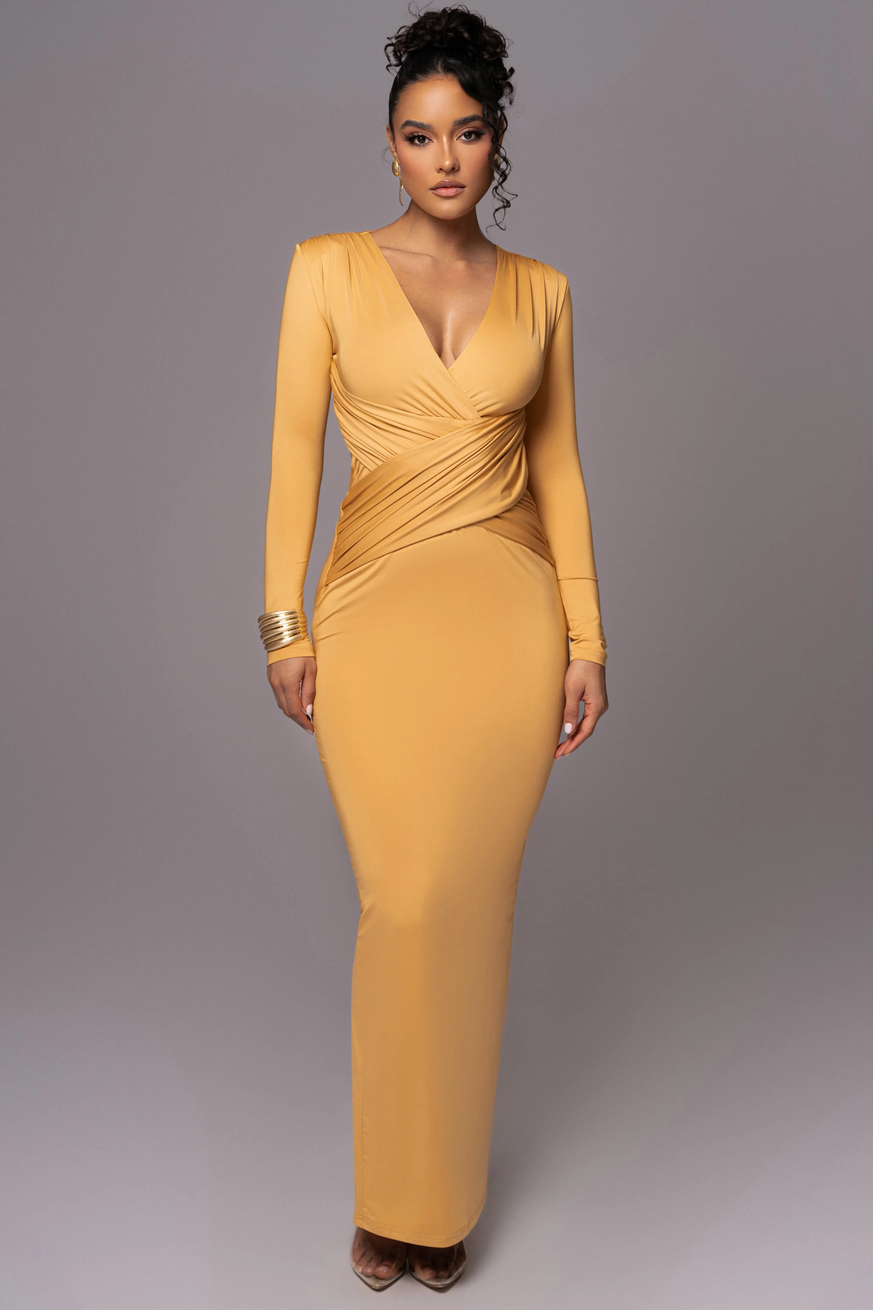 Yellow Rowan Plunge Maxi Dress